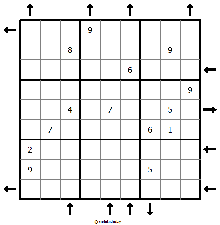 Aufwärts- und Abwärtssudoku Rätselbeispiel
