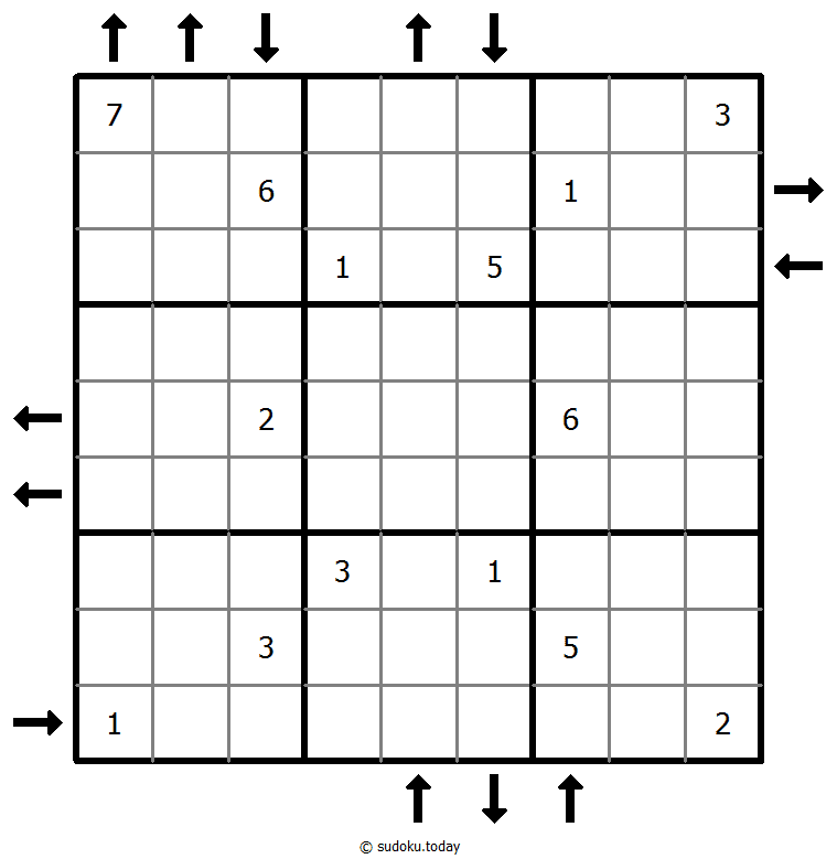 Aufwärts- und Abwärtssudoku Rätselbeispiel