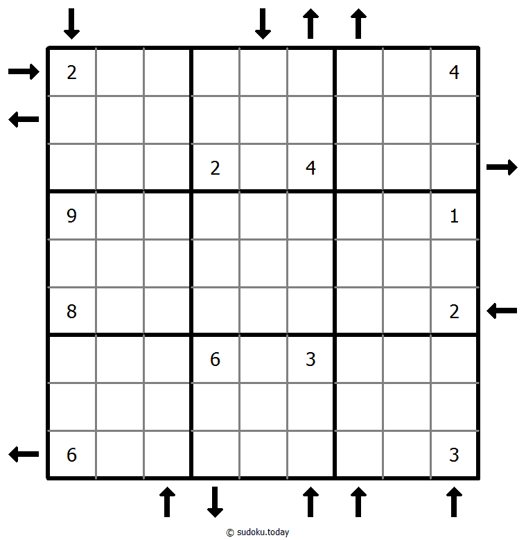 Aufwärts- und Abwärtssudoku Rätselbeispiel