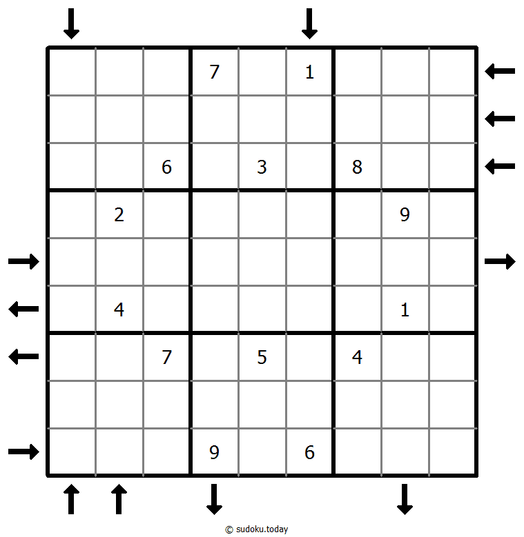 Aufwärts- und Abwärtssudoku Rätselbeispiel