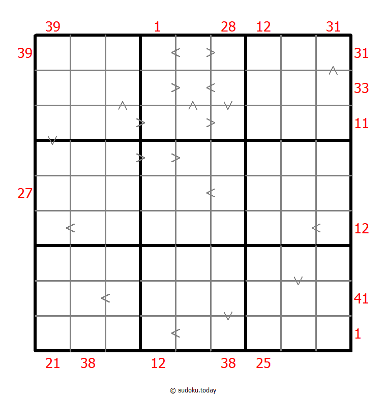 Hybrid Sudoku ( X Sums + Greater Than ) 20. Dezember 2025