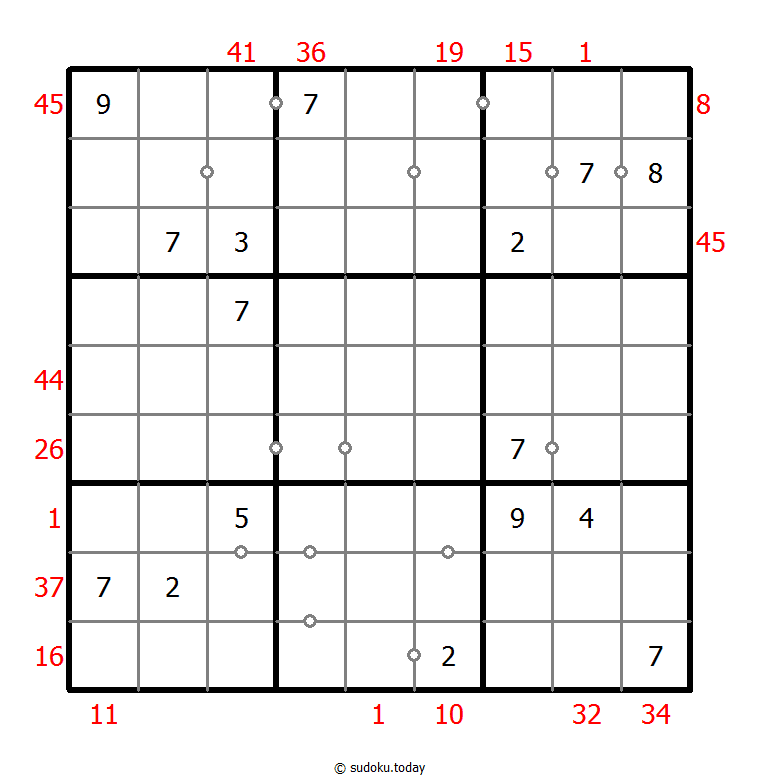 Hybrid Sudoku ( X Sums + Consecutive ) 14. Januar 2026
