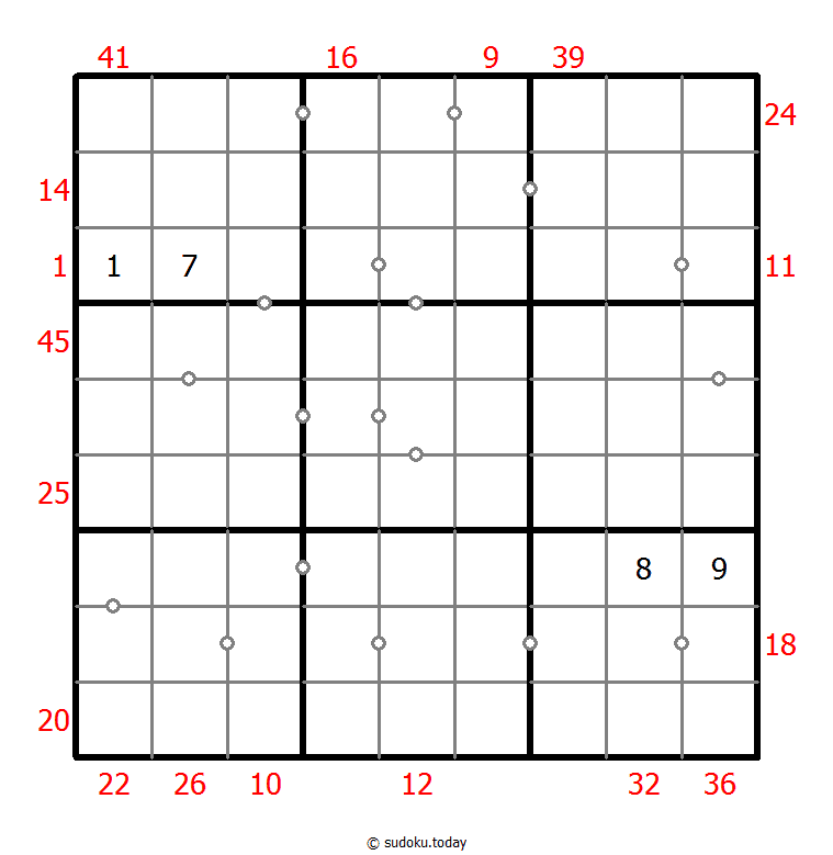 Hybrid Sudoku ( X Sums + Consecutive ) 24. November 2025