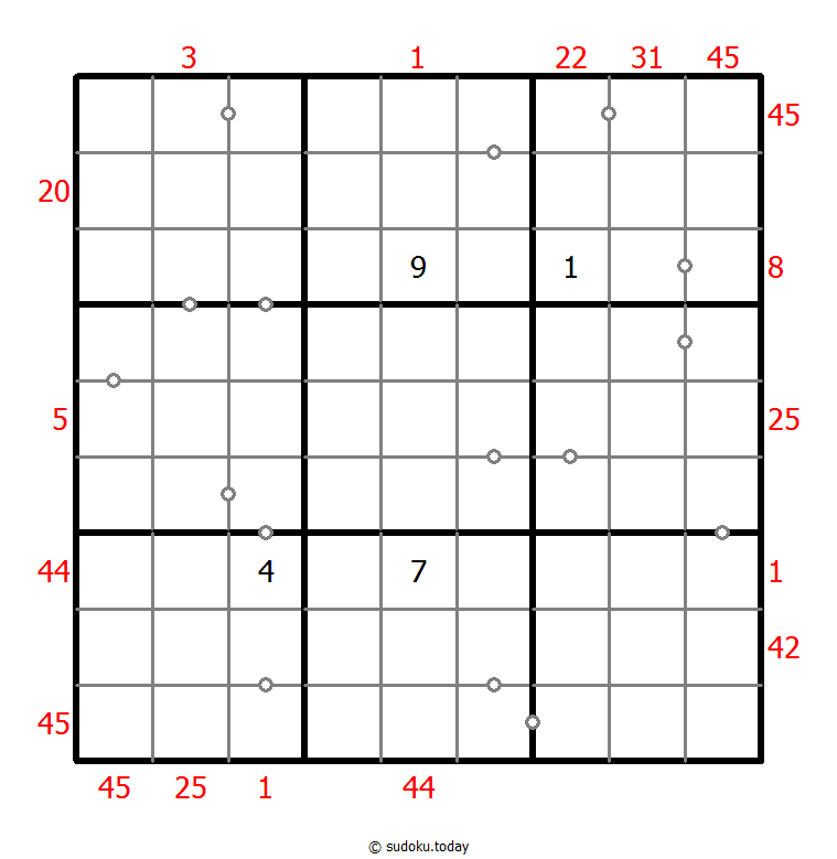 Hybrid Sudoku ( X Sums + Consecutive ) 13. Dezember 2025