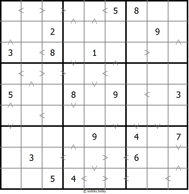 Greater Than Sudoku 25. Dezember 2025