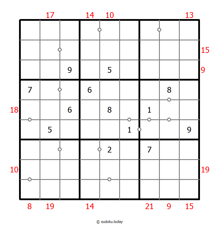 Hybrides Sudoku (Kontinuierlich + Summe des Rahmens)