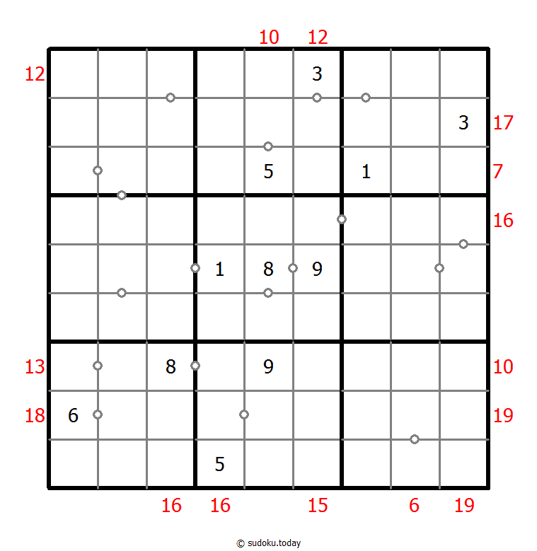 Hybrides Sudoku (Kontinuierlich + Summe des Rahmens)