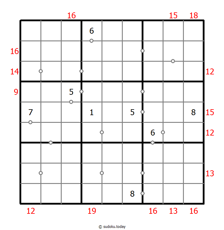 Hybrides Sudoku (Kontinuierlich + Summe des Rahmens)