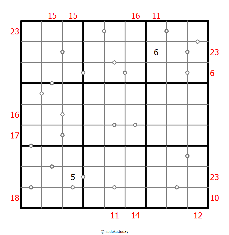 Hybrides Sudoku (Kontinuierlich + Summe des Rahmens)