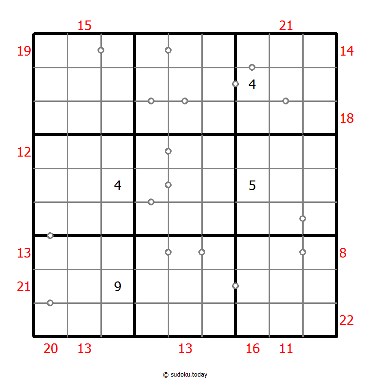 Hybrides Sudoku (Kontinuierlich + Summe des Rahmens)